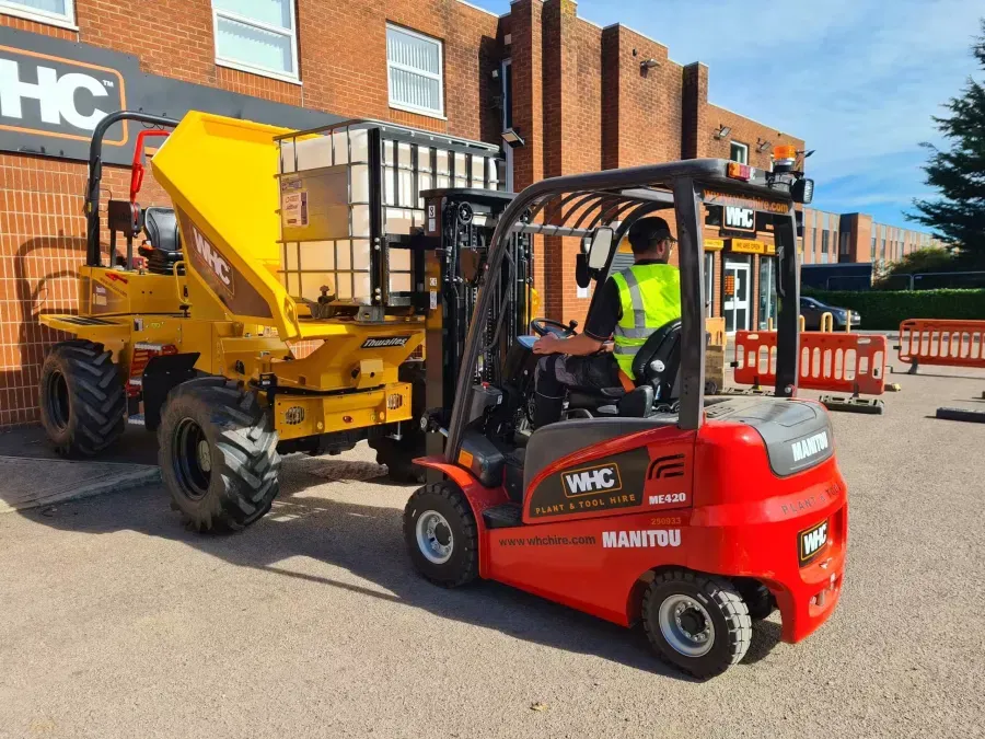Forklift and dumper machinery used in on-site workplace training